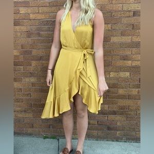 Express Yellow Wrap Dress